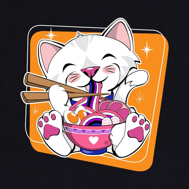 Cat Eating Ramen Gender Fluid Pride by CuddleswithCatsArt